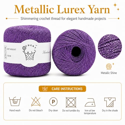 80g Sparkle Silver Metallic Crochet Yarn for Knitting & Crafts