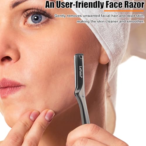 LePinko Metal Facial Razor Set, dermaplane razor for Women and Men