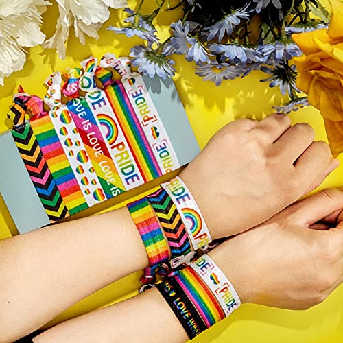 Rainbow Pride Hair Ties 24-Pack | Elastic Ponytail Holders for Women & LGBTQ Support