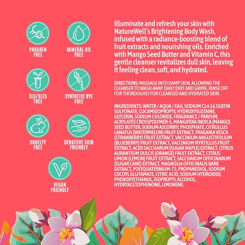 NATURE WELL Brightening & Energizing Scented Body Wash, 33 Fl Oz