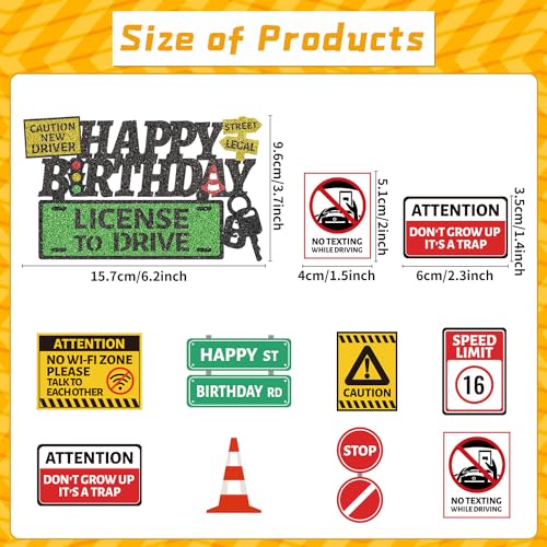 Driver's License 16th Birthday Cake Toppers - 9pcs Set for Boys