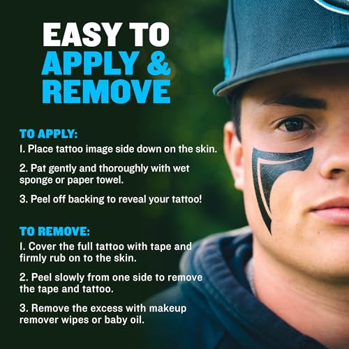 BLSTK Athletics Sports Eye Black Temporary Tattoos - Phantom Design, 6 Pack