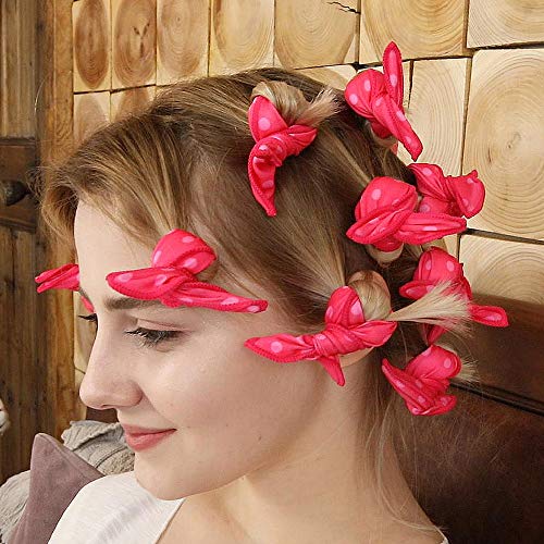 Aimin Soft Satin Sponge Overnight Curlers for Heatless Long Hair Curls (20 pcs, Pink)
