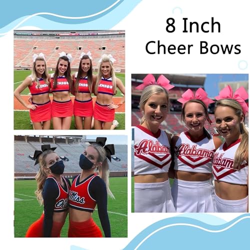 Chiduerm 16 Pcs Large Black Cheer Hair Bows with Elastic Bands - Handmade Ponytail Holders for Girls & Cheerleading