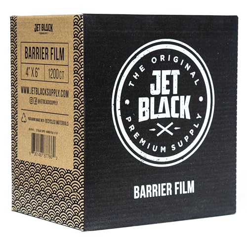 Jet Black Barrier Film Roll, 4" x 6" Perforated Disposable Protective Sheets