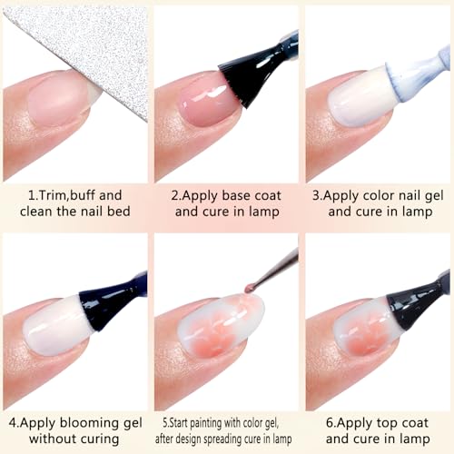 Fcozpjk 15ML Blooming Nail Gel with Dotting Pen for Nail Art Design