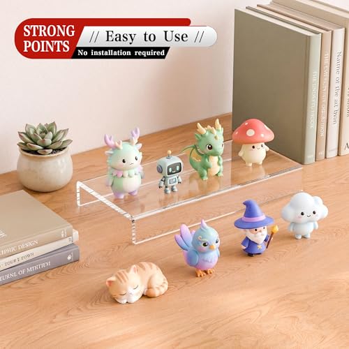 Sezanrpt Acrylic Display Risers - 8x3.9 Inch (Pack of 2) for Organizing Figures, Cosmetics, Toys, and More