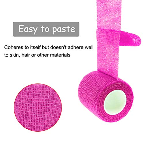 VideoPUP Disposable Tattoo Grip Cover Wrap 12PCS Phosphor Pink & Purple Elastic Bandage