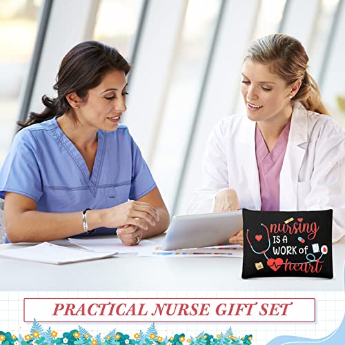 Stylish Nurse Appreciation Gifts Set - 8 Makeup Bags & 8 Bracelets for Nurses, Graduation, Nursing Week