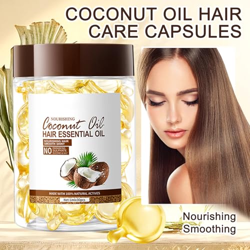 DWDiWen 30pcs Hair Serum Capsules - Moisturizing Hair Oil for Frizzy Dry Damaged Hair