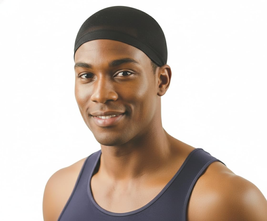 Titan Ultra-Stretch Wave Cap for Men - 2-Pack White Nylon, Breathable Comfort Fit & Secure Hold