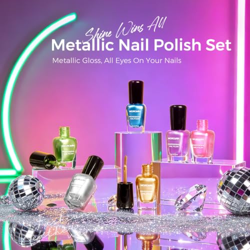 Morovan Metallic Nail Polish Set - 6 Color Chrome Mirror Quick Dry Kit