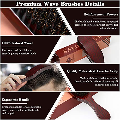 Ejoyous Boar Bristle Hair Brush with Beech Wood Handle - Paddle Brush for All Hair Types