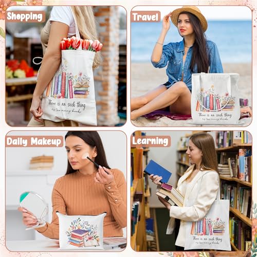 Y1tvei Canvas Tote Bag with Makeup Pouch - Reusable Gift