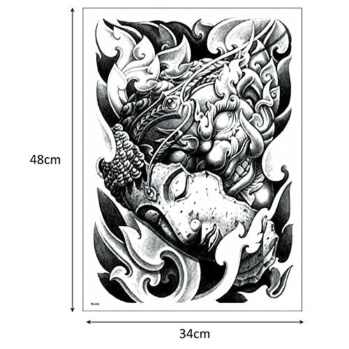 Glaryyears Full Back Realistic Tiger Temporary Tattoo - Large Waterproof Body Art