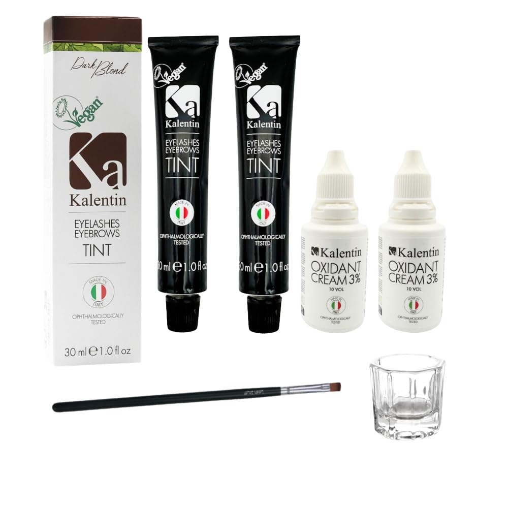 Kalentin Eyebrow Color 2-Pack with 2 Developers - Dark Blonde Shade for Perfect Brows