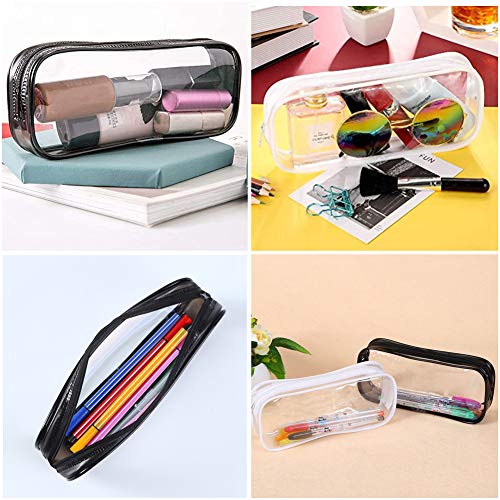 2-Pack Clear PVC Zipper Pencil Case - Cosmetic & Travel Bag