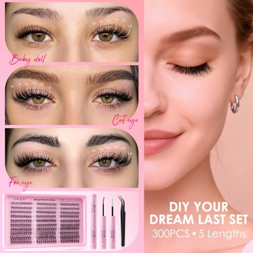 300pcs Wispy Lash Clusters Kit - C Curl Individual DIY Eyelash Extensions