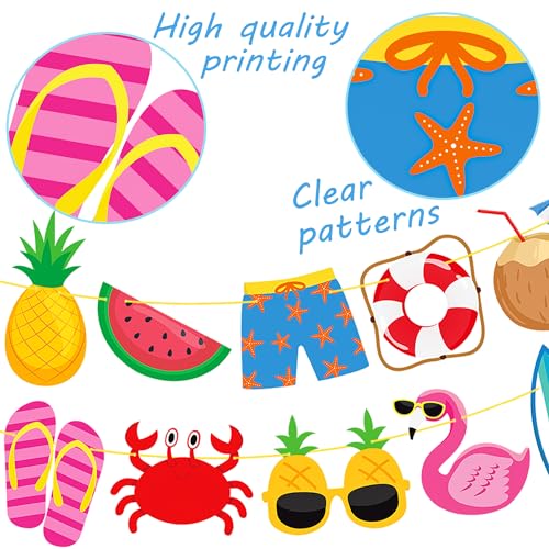 Beach Birthday Banner Set - 4Pcs Tropical Luau Party Decorations
