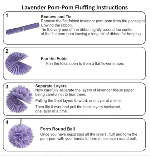 Sage Green & Lavender Tissue Paper Pom Poms - 9-Pack Party Decor