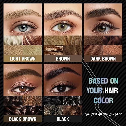 NinjaTiger Waterproof 2-Pack Eyebrow Pencil Set - Dark Brown & Black Brown, 2-in-1 Microblading Brow Pen for Women