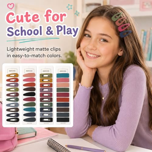 B.PHNE 40 Pcs Small Hair Barrettes for Women - Mixed Cutout & Solid Non-Slip Snap Clips