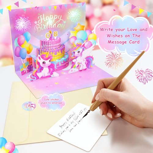 3D Unicorn Birthday Card with Music & Light - DIY Age Stickers