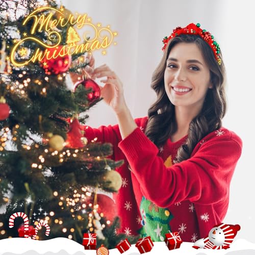 Semato 2-Piece Knotted Christmas Headbands with Pearl Decorations
