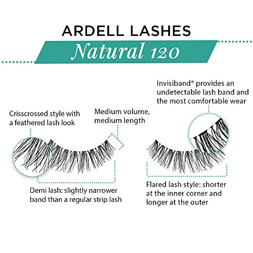 Ardell Natural False Eyelashes 120 Black - Lightweight Strip Lashes (4 Pack)