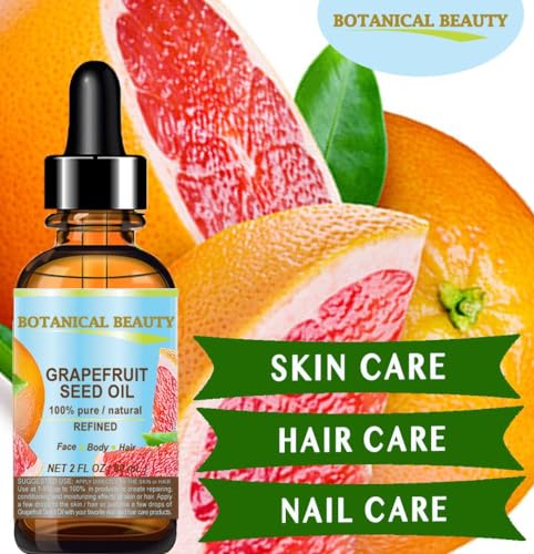 Botanical Beauty 0.5 Fl Oz Grapefruit Seed Oil - Pure, Cold Pressed Carrier Oil for Skin, Hair & Lip Care