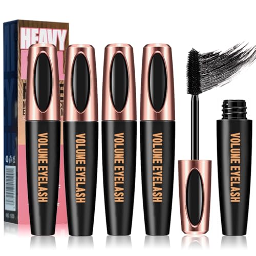 4 Pack Waterproof 4D Silk Fiber Lash Mascara - Long-Lasting, Non-Clumping, Black
