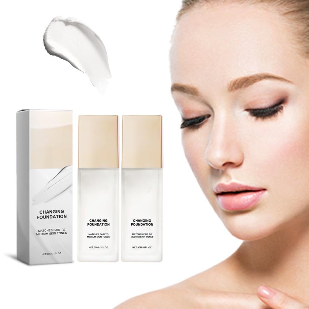 Color Changing Foundation for Mature Skin - Adapts to Your Skin Tone, Buildable Coverage, 12 Hour Wear | Natural Dewy Finish (1 Pc)