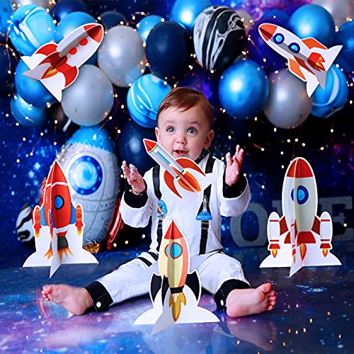 Yewong 6-Piece Outer Space Rocket Centerpieces for Parties