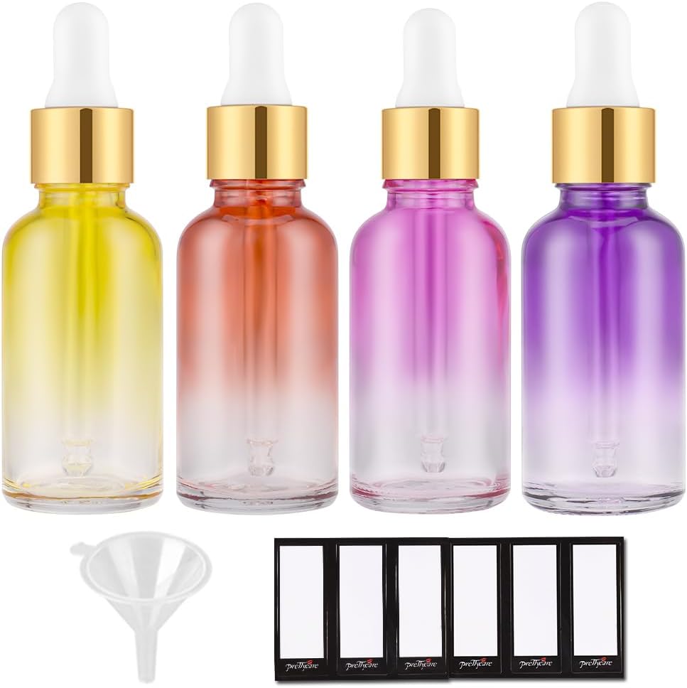 Glass Eye Dropper Bottles - 24 Pack 0.5oz Amber Leakproof Bottles with Golden Caps | Perfect for Essential Oils, Tinctures, Travel