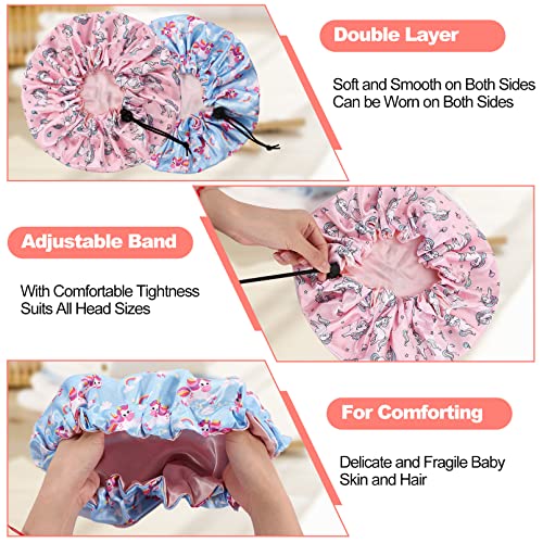 CACASO Kids Satin Sleep Bonnet - 4 Pack Adjustable Reversible Hair Caps