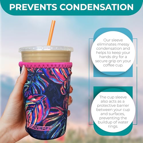 Large Black Camo Iced Coffee Sleeve - Insulated Neoprene Cup Holder