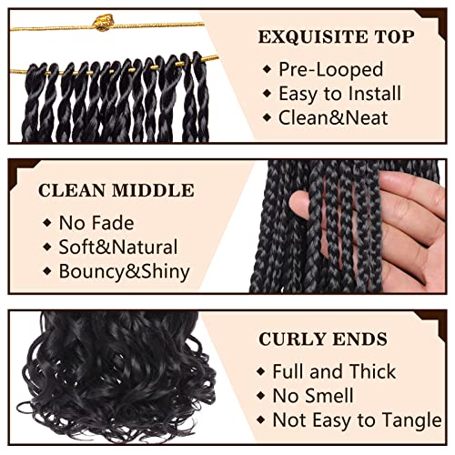 COOKOO 18 Inch Pre Looped Black French Curl Crochet Braids - 9 Packs