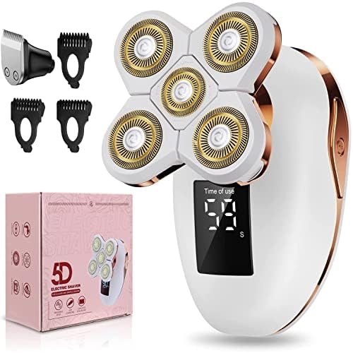 2-in-1 Electric Razors for Women, Wet/Dry 5D Razor & Hair Trimmer with USB Adapter Charging Cable,5D Rechargeable Rotary Shaver Lithium-Ion Battery, Water Resistant Grooming Kit Color B