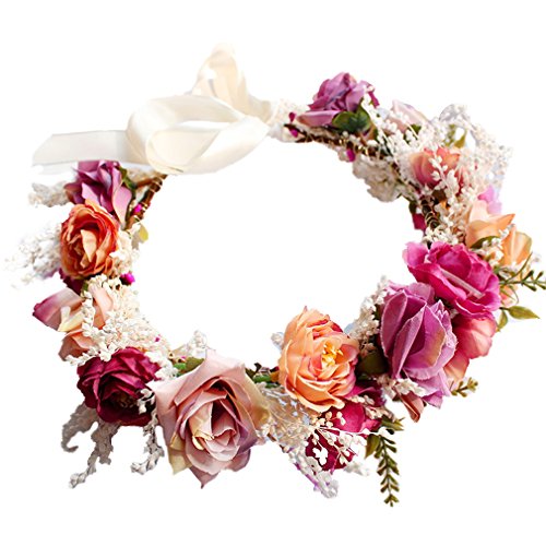 YAZILIND Adjustable Flower Headband Hair Wreath - Silk Floral Crown (1-Color)