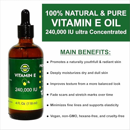 Walara 100% Pure Vitamin E Oil 240,000 IU - Nourishing for Skin & Hair