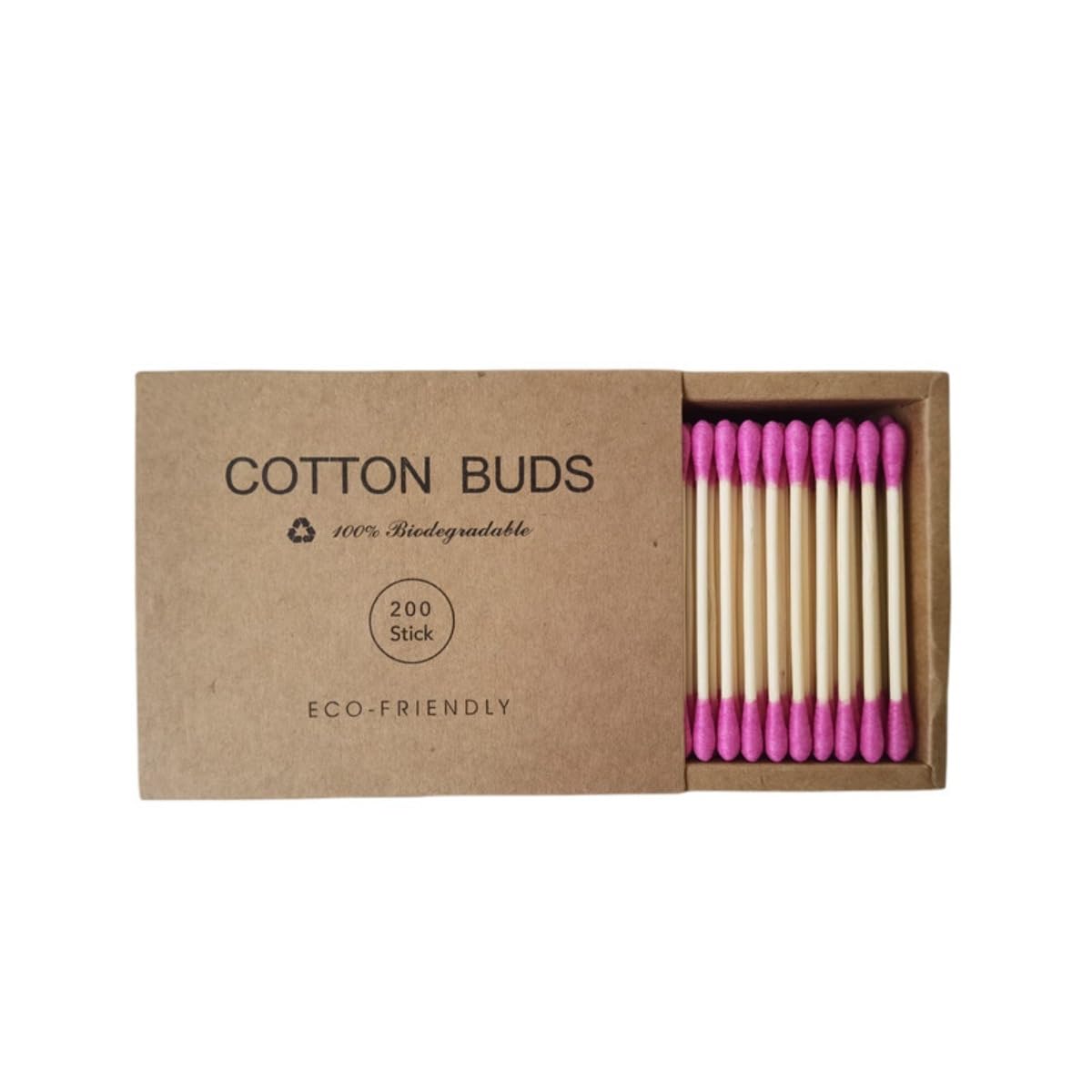 Premium Cotton Swabs - Biodegradable Organic Double Tips for Ear Wax Removal | 200 Count, Black