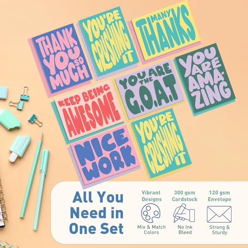 Sweetzer & Orange Set of 24 Cute Thank You Cards with Envelopes