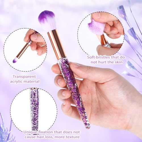 10 PCS Purple Crystal Glitter Makeup Brush Set for Professionals