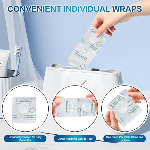 HIHWEM Retainer & Denture Cleaner Tablets - 120 Count, Non-Abrasive Soak