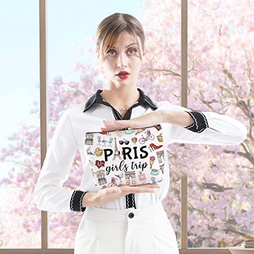 Paris Theme Travel Cosmetic Bag - Durable Canvas Makeup Organizer Pouch