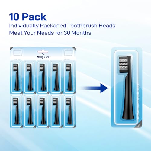 Elyhead Replacement Toothbrush Heads for Colgate 360 Power Charcoal - 10 Pack