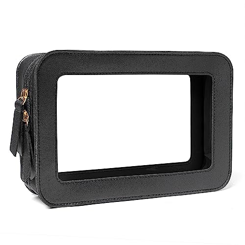 FFpaw Black Travel Makeup Bag - Small TSA Approved Cosmetic Organizer