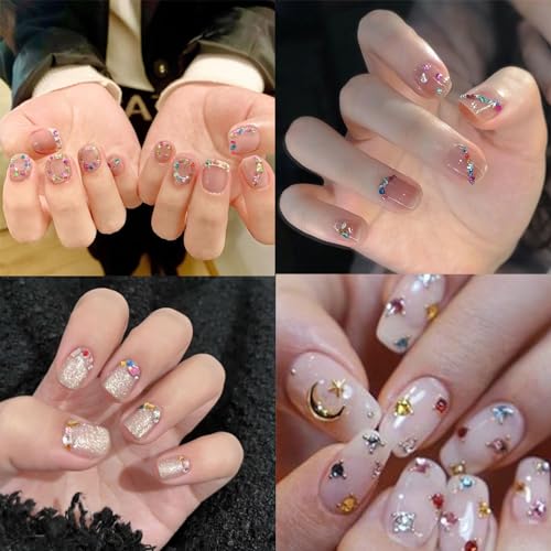 2000PCS Colorful Crystal Nail Art Charms - Heart, Star, Flower Gems