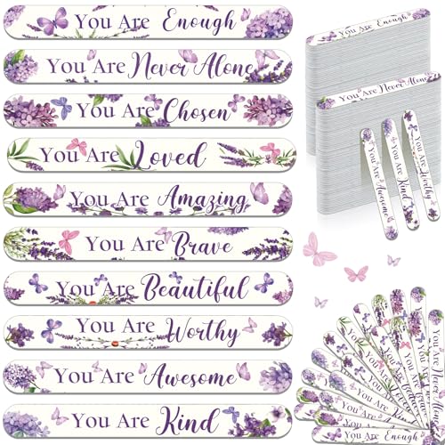 Therwen Inspirational Nail Files, 50 Pack Floral Emery Boards for Manicure