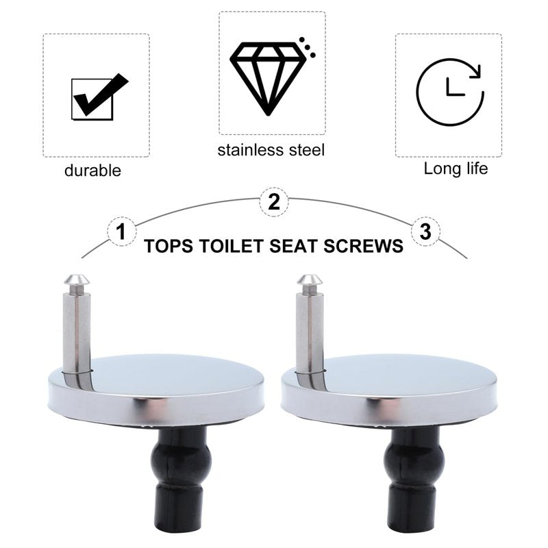 POPETPOP 3 Pairs Toilet Seat Hinges Replacement - Toilet Seat Hinge Fixings with Screws, Quick Release Hardware Kit, Soft Close Tightening Fixing Buckle